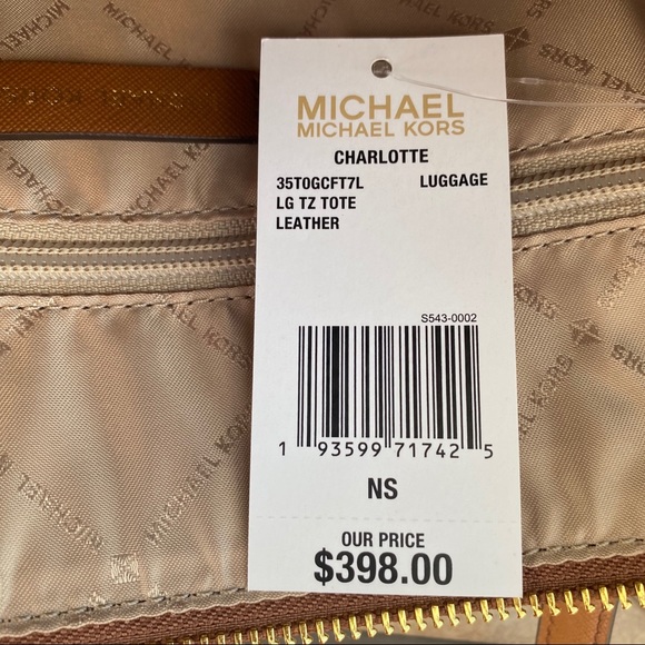 NWT Michael Kors Charlotte Lg Top Zip Tote - Picture 4 of 4